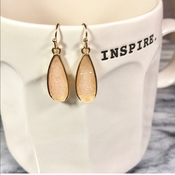 SwankStyles Jewelry - Peach colored Druzy Dangle Earrings